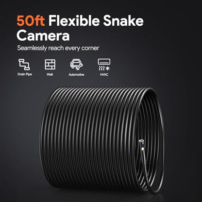 DEPSTECH 50FT Endoscope Camera, 5" IPS Screen Triple Lens Inspection Camera