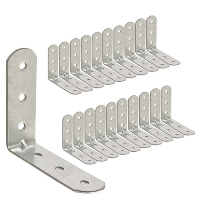 20 Pack Angle Brackets (1.57" x 1.57" x 0.63") – 90° L-Shape Corner Brace Plate Wood Metal Connecting Fixing Joining Repair Support Galvanized Connector - size: 1.57" x 1.57" x 0.63"
