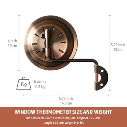 4" Outdoor Thermometer & Humidity Gauge, Brass Analog Dial