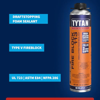 Fire Block 113 Orange Fire Blocking Foam Sealant – 24 oz Gun-Grade Polyurethane Foam for Gaps, Cracks, Walls, Joints, Electrical Outlets & PVC Pipe (6x24 oz) + Precision Max Gun & Cleaner - style: 6 Can Kit