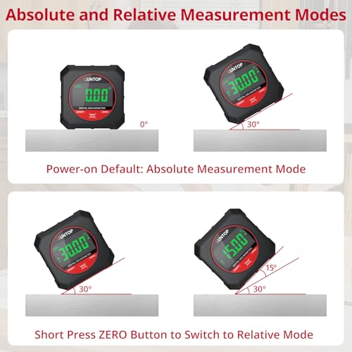 XUNTOP 4x90° Digital Angle Finder with Strong Magnetic Bottom