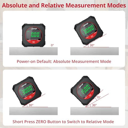 XUNTOP 4x90° Digital Angle Finder with Strong Magnetic Bottom