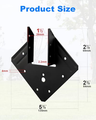 24 Pcs Heavy Duty Black Hurricane Ties for Rafter, Thick 2.2mm
