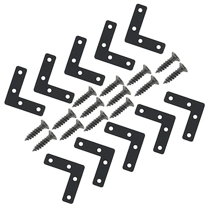Hordion 10Pcs 2 x 2'' L Bracket Corner Brace, 50 X 50mm Black Repair Plates - size: 2" x 2" (Black), style: L-Shape