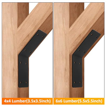 4 Pcs 5"x5"x3" 45 Degree Angle Brackets for 4x4 6x6 Wood, 3MM - size: 45D-5''X5''X3''