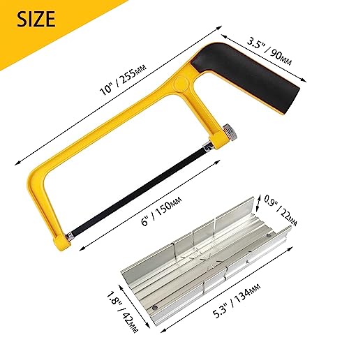 Hanpex 6 in. Mini Hacksaw & mitre Block Set - 150mm Extra Fine Cut Hack Saw with Bi-Metal Blade - style: Mini Hacksaw Set