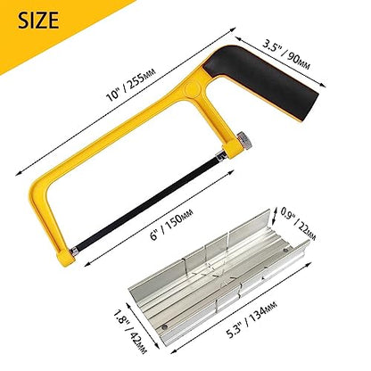 Hanpex 6 in. Mini Hacksaw & mitre Block Set - 150mm Extra Fine Cut Hack Saw with Bi-Metal Blade - style: Mini Hacksaw Set