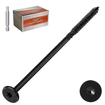 #14 x 6 Black Exterior Wood Screws, T30 Torx Drive Heavy Duty Deck Screws for Posts & Timbers (50 Pack) - size: #14 x 6"