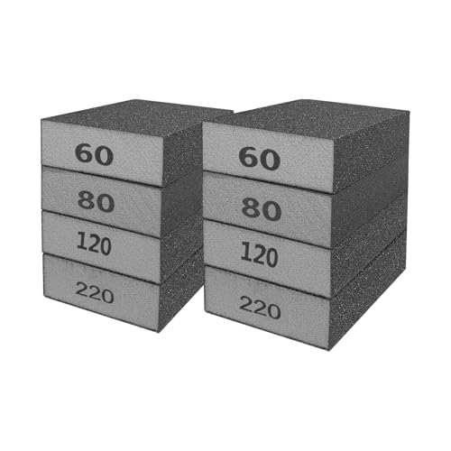 8 Pcs Wet Dry Sanding Sponges, 60/80/120/220 Grit Hand Sandpaper Brick, Sanding Blocks for Drywall Metal Wood Furniture - size: 60/80/120/220 Grit