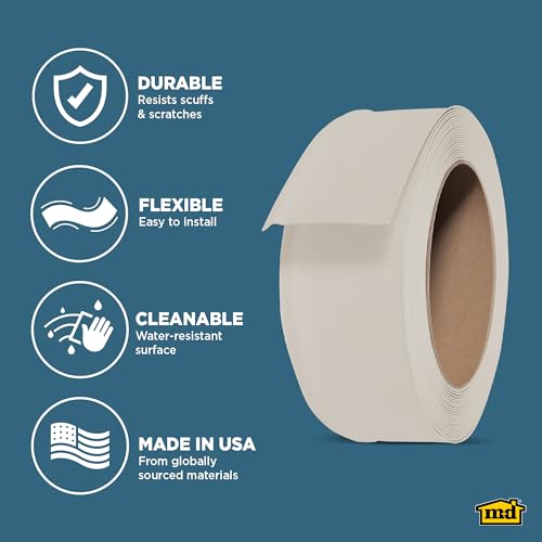 MD Building Vinyl Self-Stick Wall Base, Almond, 4in x 20ft Roll - size: 4"W x 8"L