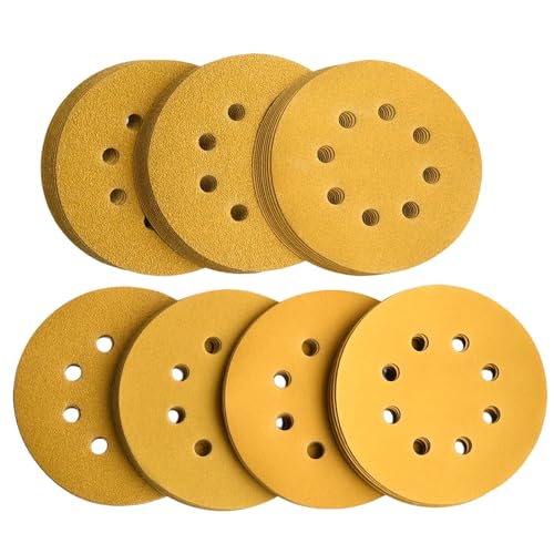 5-Inch 8-Hole Hook & Loop Sanding Discs 60-400 Mixed Grits, 105-Pack