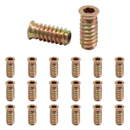 Piutouyar 20 Pcs M6x25mm Threaded Inserts Nuts for Wood - size: M6x25mm