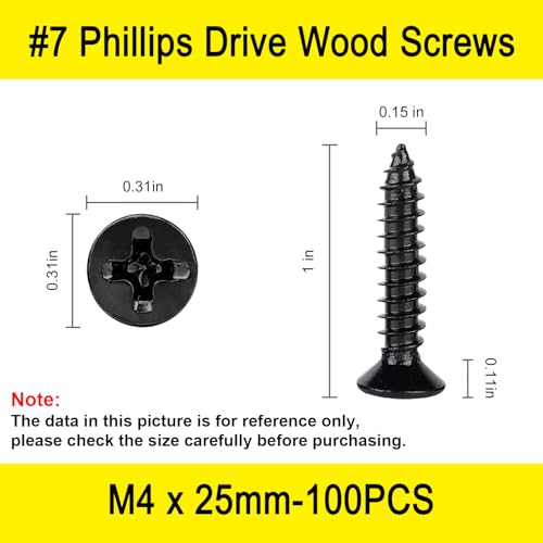 #7 x 1 Black Drywall Screws for Metal, Flat Head Self Tapping (100Pcs) - color: #7 x 1" (100pcs)