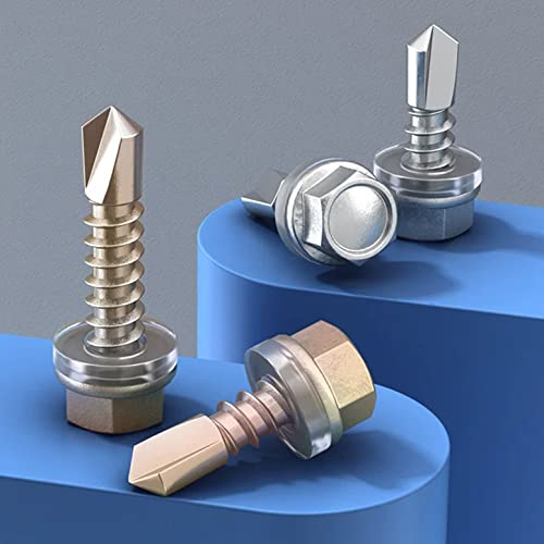 #8 Hex Head Self Tapping Screws Assortment Kit, 410 Stainless (250pcs) - size: #8 Screws Set-250Pcs