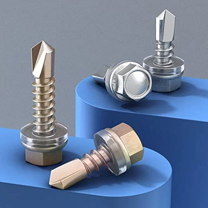 #8 Hex Head Self Tapping Screws Assortment Kit, 410 Stainless (250pcs) - size: #8 Screws Set-250Pcs