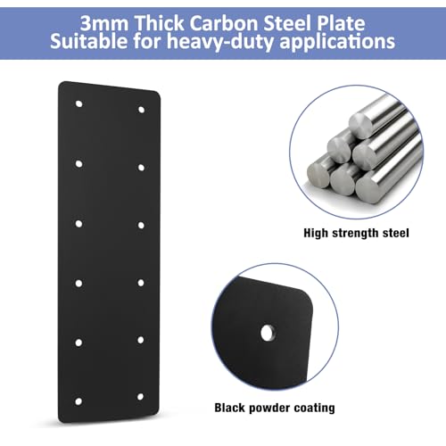 4 Pcs 15.7"x5" Straight Steel Plate for Wood 6x6 6x8, 3MM Thick - size: I shape(15.7''x5'')