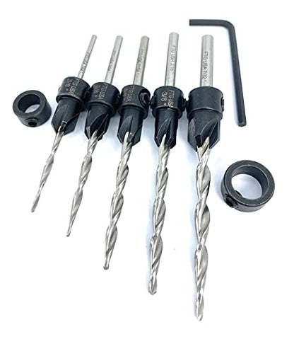 FTG USA #4#6#8#10#12 Round Shank Parabolic Wood Countersink Drill Bit Set - style: #4#6#8#10#12 Straight Shank