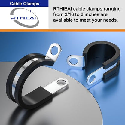 50 PCS 3/4 Inch Cable Clamps, 304 Stainless Steel Cable Clamps, Insulated Clamp, Hose Clamp, Pipe Clamp, Sturdy Clamp, and Wire Clamp by RTHIEAI - size: 3/4 Inch, style: 50 pcs
