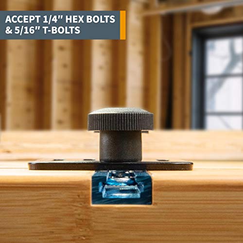 POWERTEC Toggle Clamp Mounting Plate with Hex Bolts, T-Track Bolts for T Track Accessories, Woodworking Jigs and Fixtures, Drill Press, Table Saw Sled (71416) - style: Mounting Plate