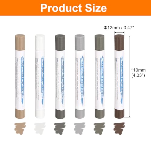 HARFINGTON Wood Filler Sticks 6 Colors Wooden Wax Touch Up Furniture Repair Crayons for Light Brown, White, Starry Gray, Gray Walnut, Dark Blue Gray, Light Blue Gray - color: For Yellow Tone Series