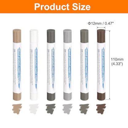 HARFINGTON Wood Filler Sticks 6 Colors Wooden Wax Touch Up Furniture Repair Crayons for Light Brown, White, Starry Gray, Gray Walnut, Dark Blue Gray, Light Blue Gray - color: For Yellow Tone Series