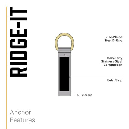 Guardian Fall Protection 00500 RIDG-1 Single D-Ring Roof Anchor with Nails 11-Inch in Length and 1 D-ring, 9¾" - size: 9¾", style: Single D-Ring