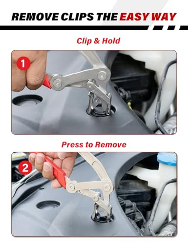Car Clip Pliers, Damage-Free Clip Removal Pliers for Plastic Push Pins, Panel Clip Removal Tool for Door Trim, Interior Panel & Bumper Clips