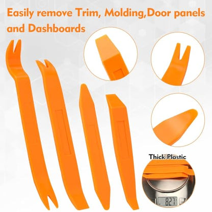 4Pcs Auto Door Clip Panel Trim Removal Tool Kits Thick Plastic Car Tools for Car Dash Radio Audio Installer Pry Tool with Paper Box