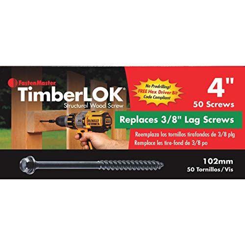FastenMaster FMTLOK04-50 4 Screws Steel Hex Head 50 / Box, Black, Count