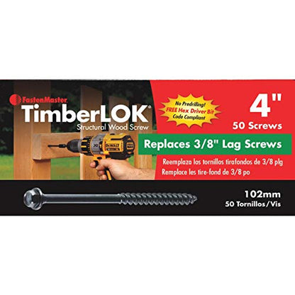 FastenMaster FMTLOK04-50 4 Screws Steel Hex Head 50 / Box, Black, Count
