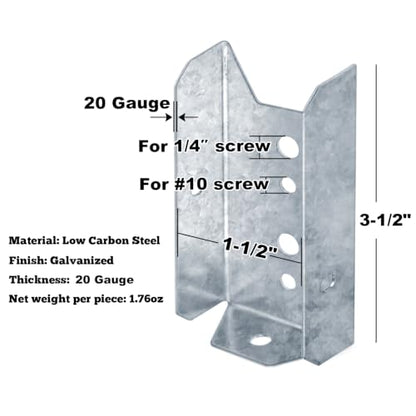 GBGS 20 Pack 2x4 Fence Rail Bracket for Wood