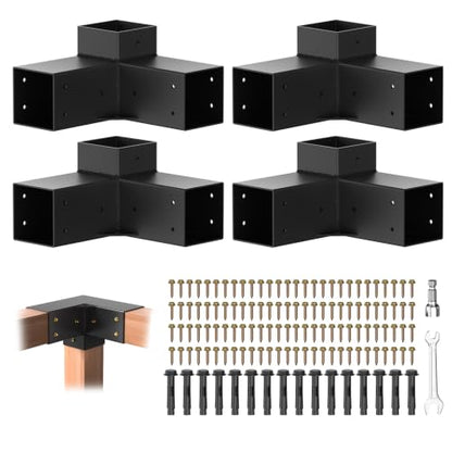 Pergola Brackets, 3-Way Pergola Kit for 4"x 4" (Actual 3.5" X 3.5") - size: 4*4