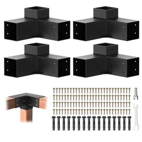 Pergola Brackets, 3-Way Pergola Kit for 4"x 4" (Actual 3.5" X 3.5") - size: 4*4
