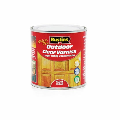 Rustins Quick Dry Outdoor Clear Gloss Varnish 250ml | 8.5 Fl. Oz. - color: Transparent
