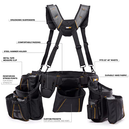 ToughBuilt - Pro Framer Suspension Rig, Tool Belt System, TB-301-6 - size: Framer Suspension Rig (Large Pouches)