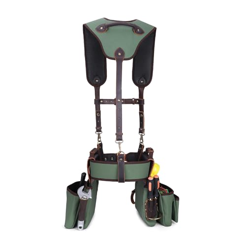 Canvas Tool Rig Belt Bag with Suspenders for Carpenter Framers Electricians