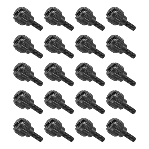 MECCANIXITY 20 Pcs M3x8mm PC Computer Case Thumbscrews, Carbon Steel Nickel Plated Knurled Thumb Screws Bolts Fasteners for Computer Cover, Motherboard, Fan, Power Supply, Black - color: Black, size: M3x8mm