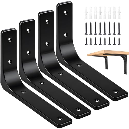 8 x 6 Inch Metal Shelf Bracket, Heavy Duty Shelf Support Bracket - size: 8 x 6 Inch (4 PCS)