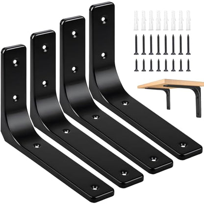 8 x 6 Inch Metal Shelf Bracket, Heavy Duty Shelf Support Bracket - size: 8 x 6 Inch (4 PCS)