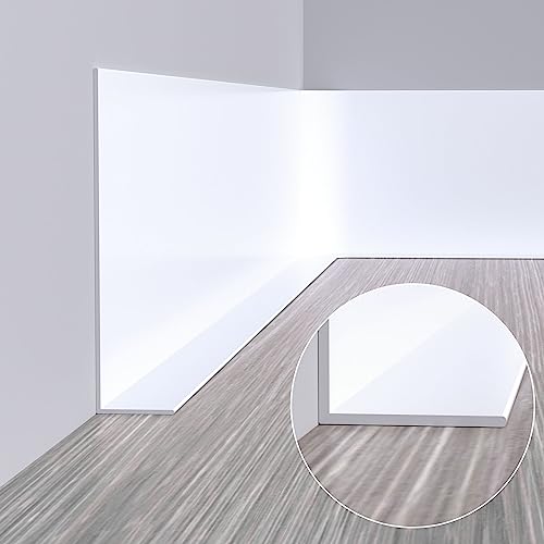 Duzzy Flexible Baseboard Molding Trim, 5 Inch(W) x 40 Feet(L) Peel and Stick Rubber Wall Trim Molding, Self-Adhesive Vinyl Wall Base Cove Base - color: White, size: 5 Inch x 40 Feet