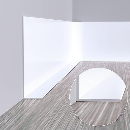Duzzy Flexible Baseboard Molding Trim, 5 Inch(W) x 40 Feet(L) Peel and Stick Rubber Wall Trim Molding, Self-Adhesive Vinyl Wall Base Cove Base - color: White, size: 5 Inch x 40 Feet