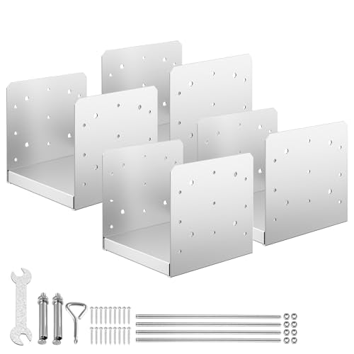 8"x8" Adjustable Post Base, 4Pcs Stainless Steel Post Anchor Bracket - size: 8x8