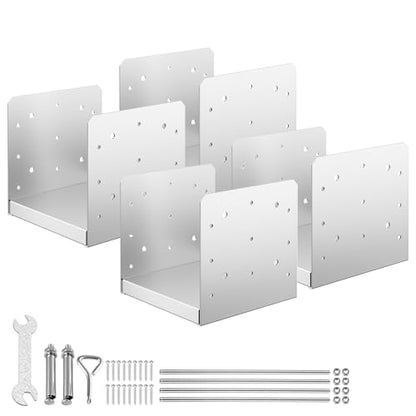 8"x8" Adjustable Post Base, 4Pcs Stainless Steel Post Anchor Bracket - size: 8x8