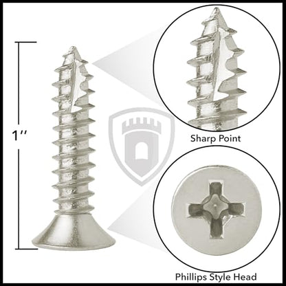 Cauldham Satin Nickel Wood Screws #9 x 1 Inch for Door Hinges - 25 Pack - color: Satin Nickel