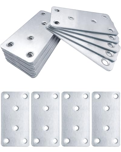20 Pack Flat Mending Plate for Wood, Sliver 3.1''X1.5'' Metal Mounting Plates with 6 Holes, Stainless Steel Flat Straight Brace Bracket for Furniture, Cabinets, DIY & Construction - size: 20 Pack 3.11 x 1.57 x 0.07 inch, Sliver