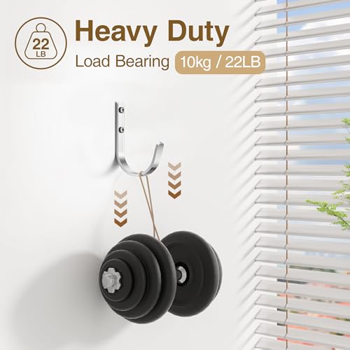 22LB Wall Hooks for Hanging Towel/Coat, Brushed Nickel 5 Pack - color: Silver, size: 5 Pack