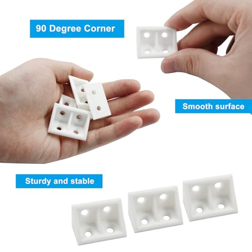20 Pcs 0.7" White Right Angle Bracket, Plastic L Brackets - style: with Screws