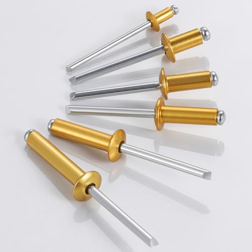 Wensilon (400 Pcs) 1/8"x1/4" Golden Aluminum blind pro Rivets,Golden Aluminum Grip and Steel Mandrel - color: Golden Aluminum, size: 1/8"x1/4"
