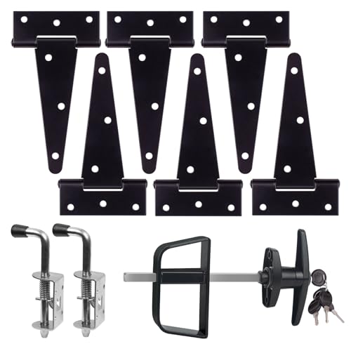 Double Door Shed Hardware Kit -Includes Window and Door/Window Hinge Set, Complete with Hinges, Latches, and T-Handle Lock -, for Gates, playrooms
