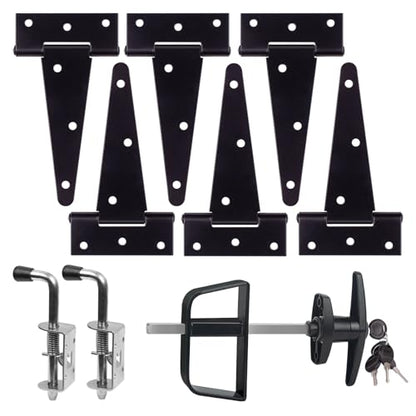 Double Door Shed Hardware Kit -Includes Window and Door/Window Hinge Set, Complete with Hinges, Latches, and T-Handle Lock -, for Gates, playrooms